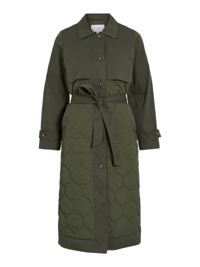 Green Quilted Trench Coat