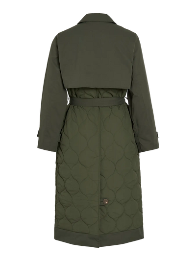Green Quilted Trench Coat