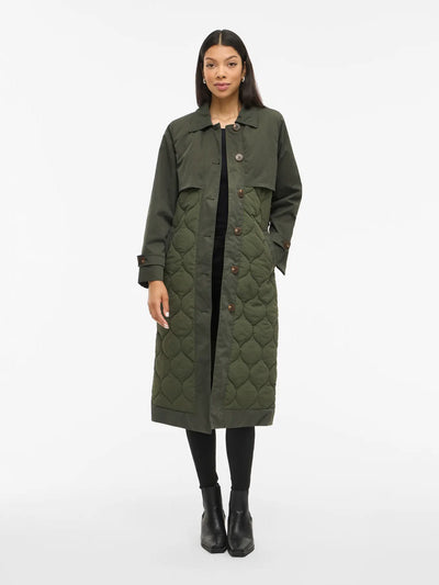 Green Quilted Trench Coat
