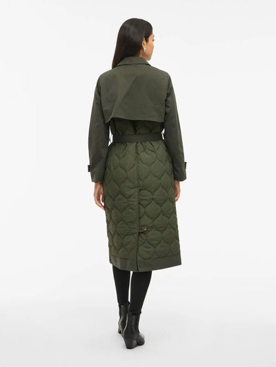 Green Quilted Trench Coat