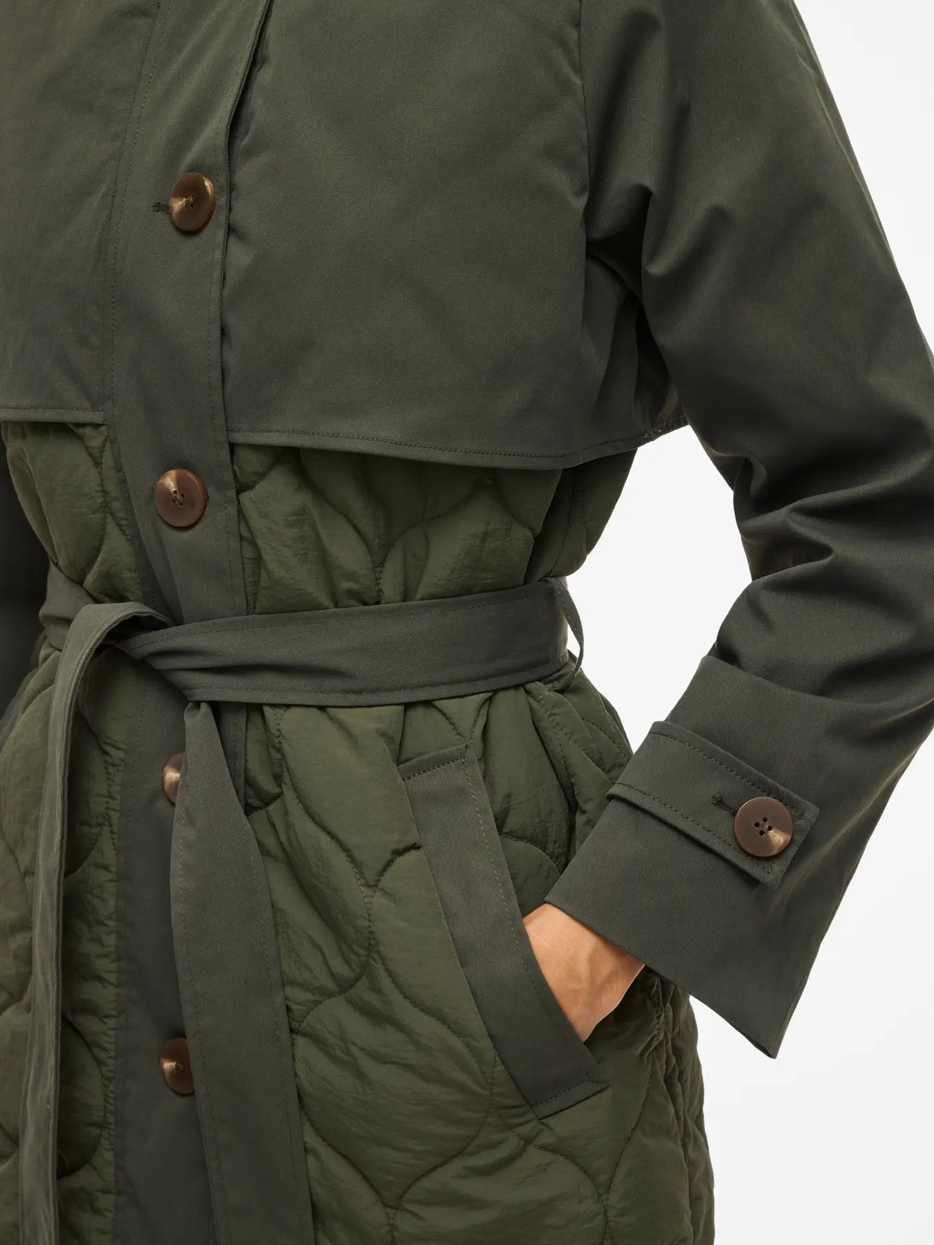 Green Quilted Trench Coat