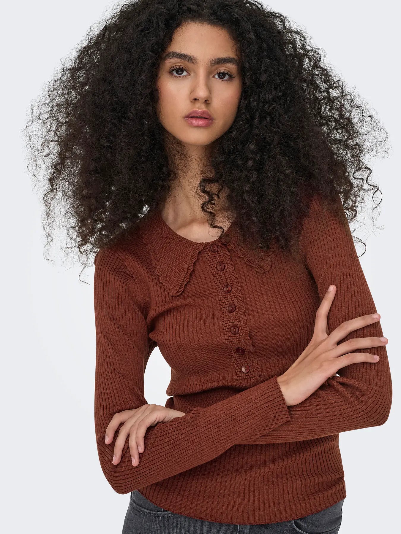 Ribbed Scollaped Jumper Earth