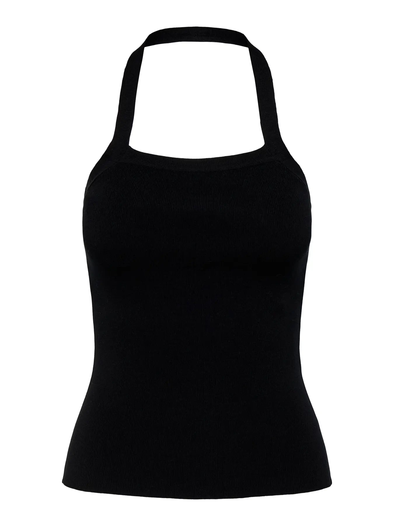 Halter Neck Fine Knit Top Black