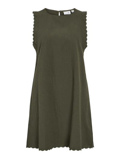 Scalloped Olive Dress