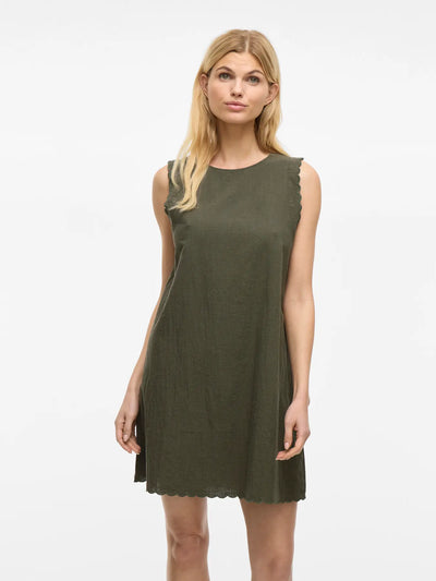 Scalloped Olive Dress