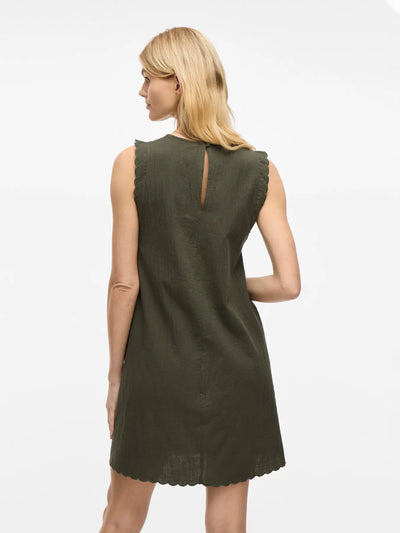 Scalloped Olive Dress