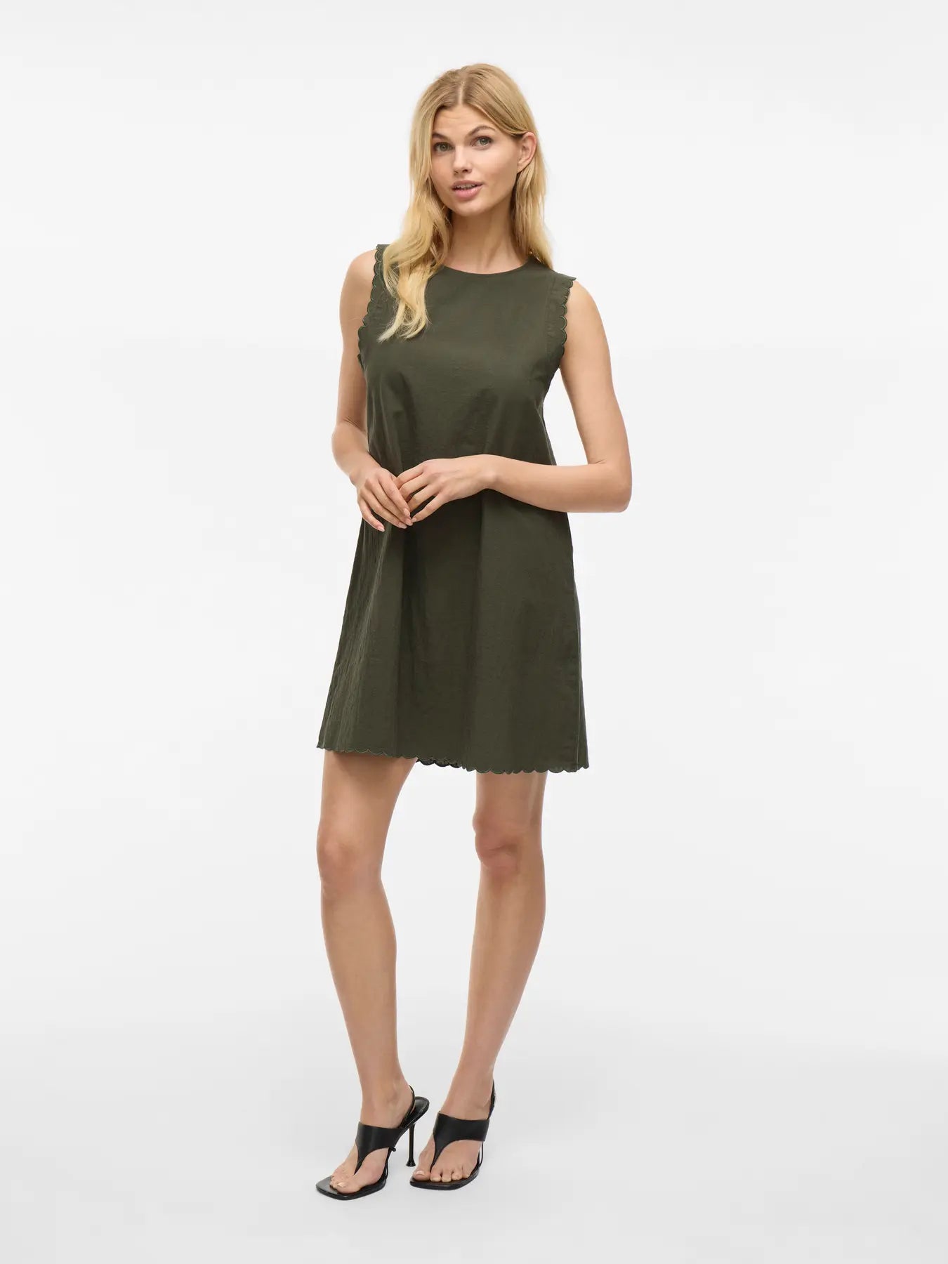 Scalloped Olive Dress