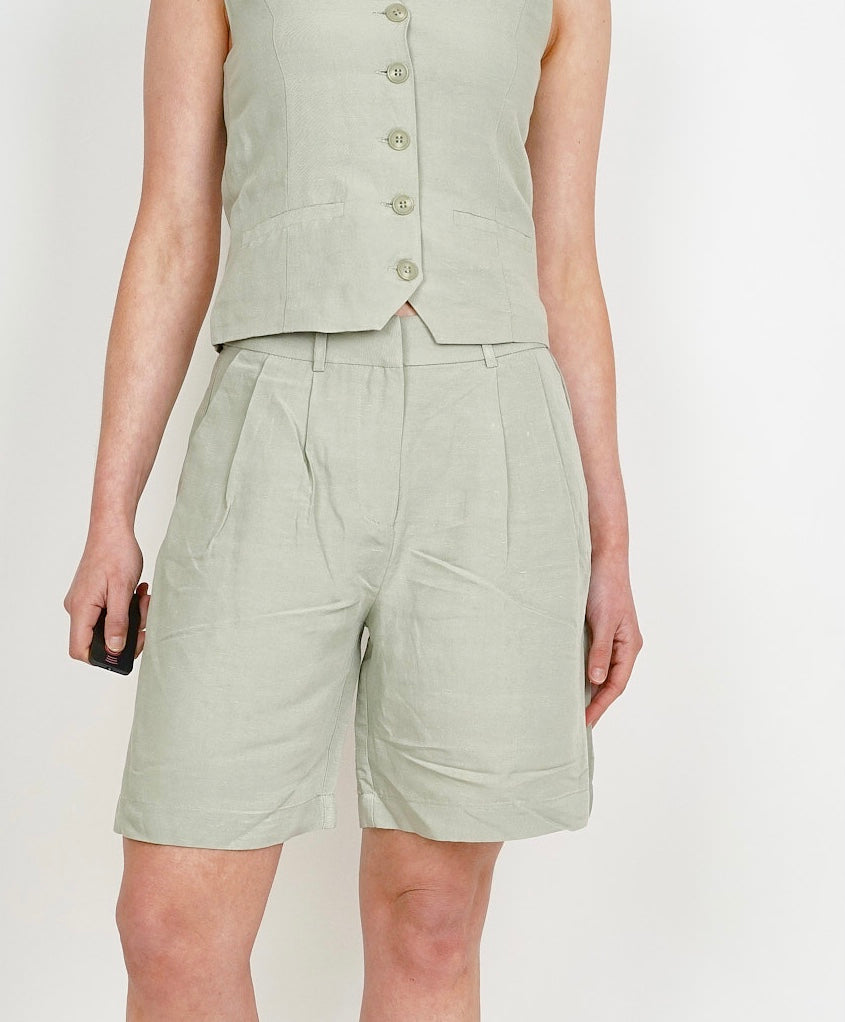 Linen Look Shorts Khaki