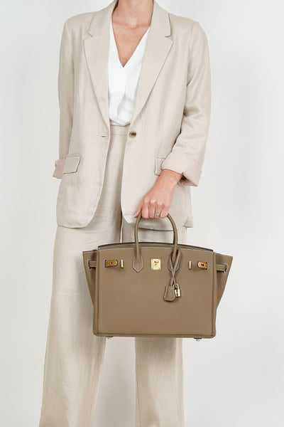 B30cm Togo Leather Bag Putty