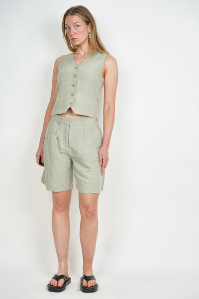 Linen Look Shorts Khaki