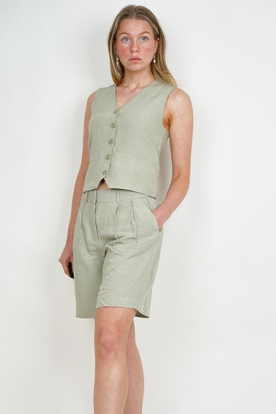 Linen Look Shorts Khaki