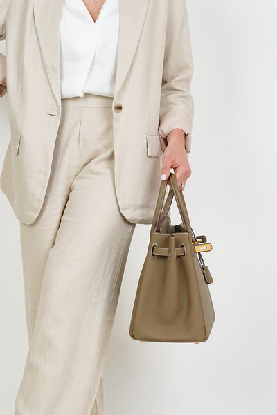 B30cm Togo Leather Bag Putty