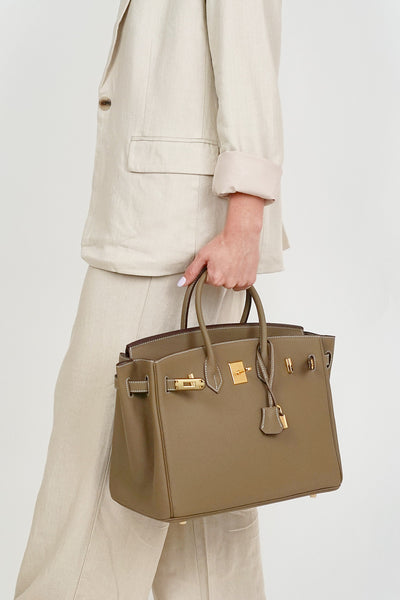 B30cm Togo Leather Bag Putty