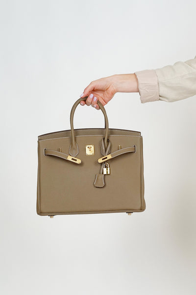 B30cm Togo Leather Bag Putty
