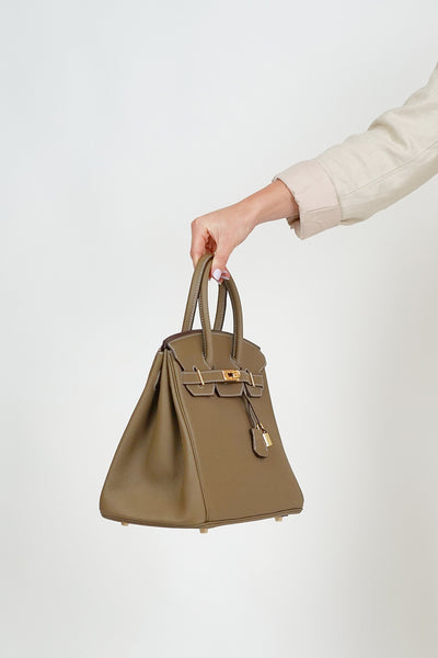 B30cm Togo Leather Bag Putty