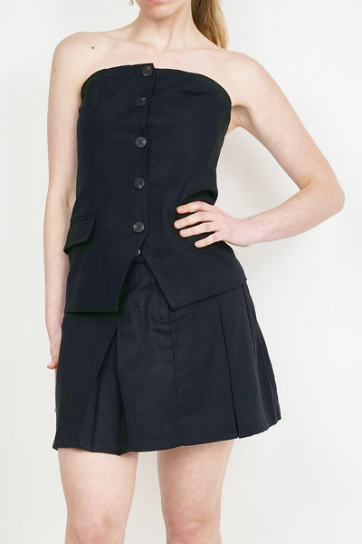 Strapless Linen Top Black