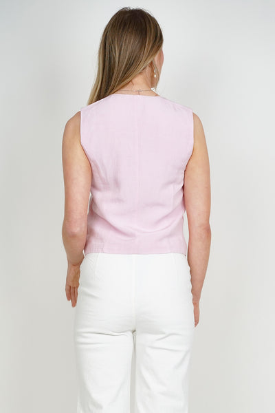 Linen Look Waistcoat Pink
