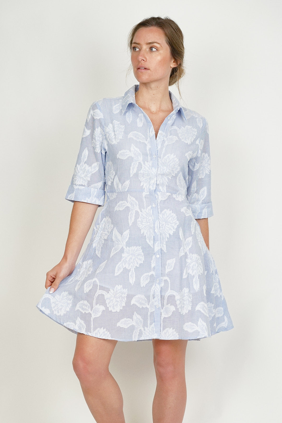 Hayley Cotton Dress Blue Short