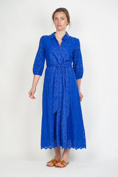 Moorea Broiderie Shirt Dress Cobalt