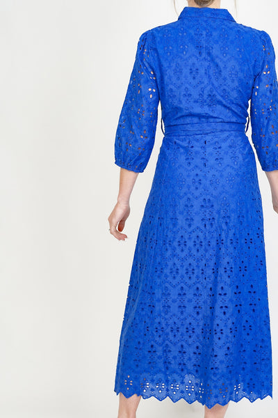 Moorea Broiderie Shirt Dress Cobalt