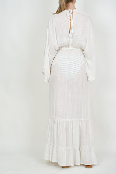 White/Silver Kimono Sleeve Dress
