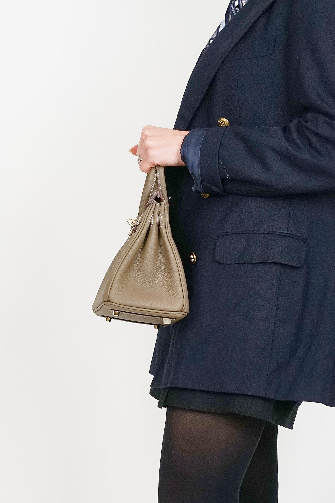 B 25 Togo Leather Bag Greige