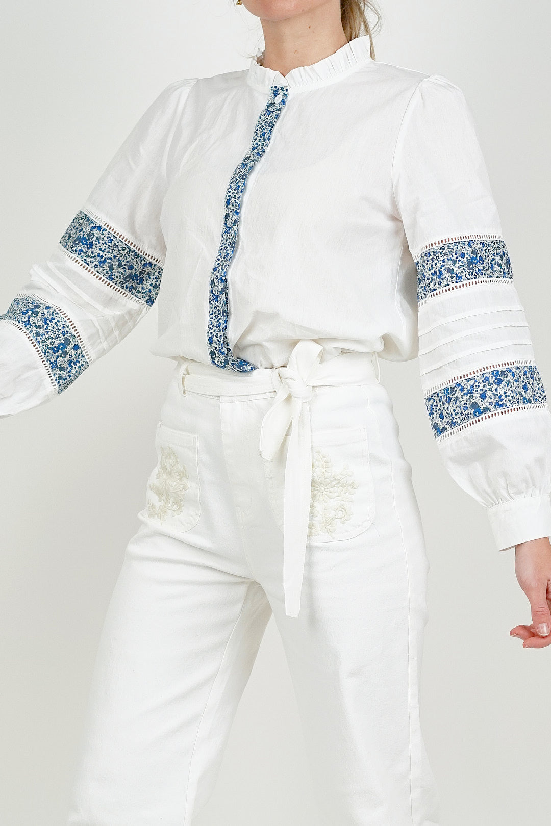 Embroidered White Jeans