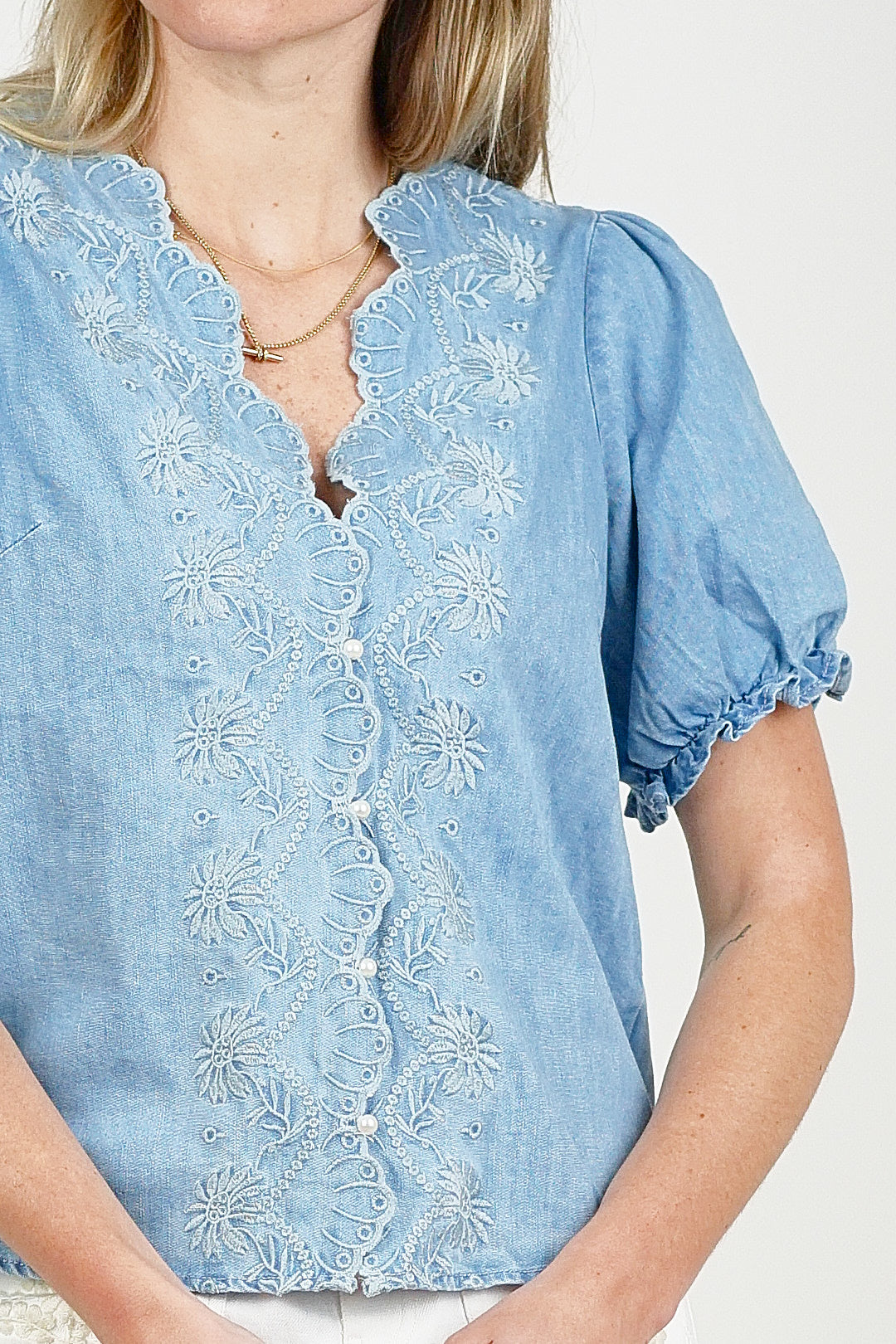 Ciminy Embroidered Denim Blouse