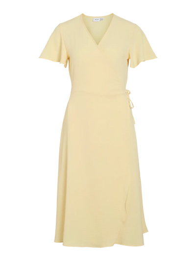 Linen Wrap Dress Lemon