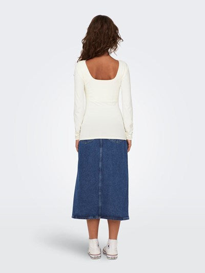 Long sleeve square neck vest White