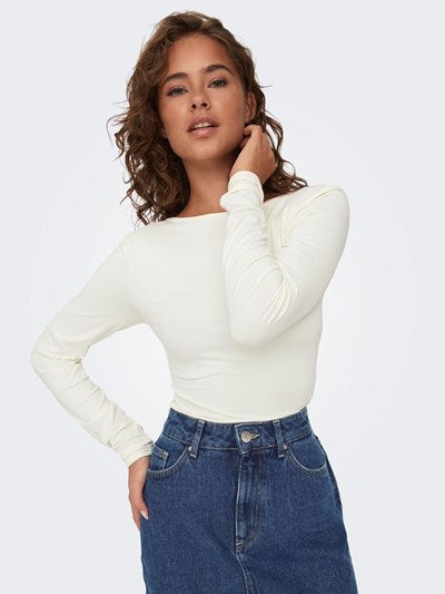 Long sleeve square neck vest White