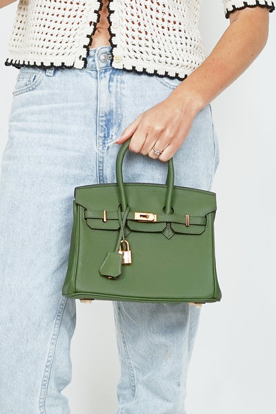 B25cm Togo Leather Bag Forrest Green