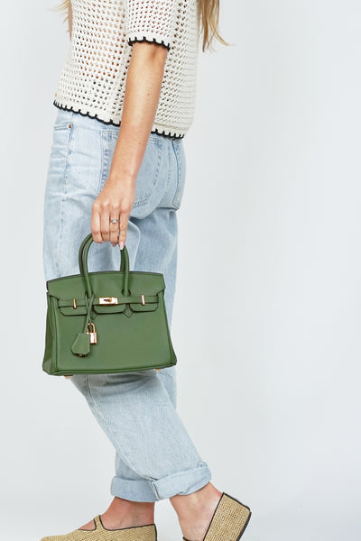 B25cm Togo Leather Bag Forrest Green