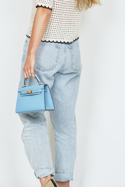 K19cm Kelly Bag Pale Blue