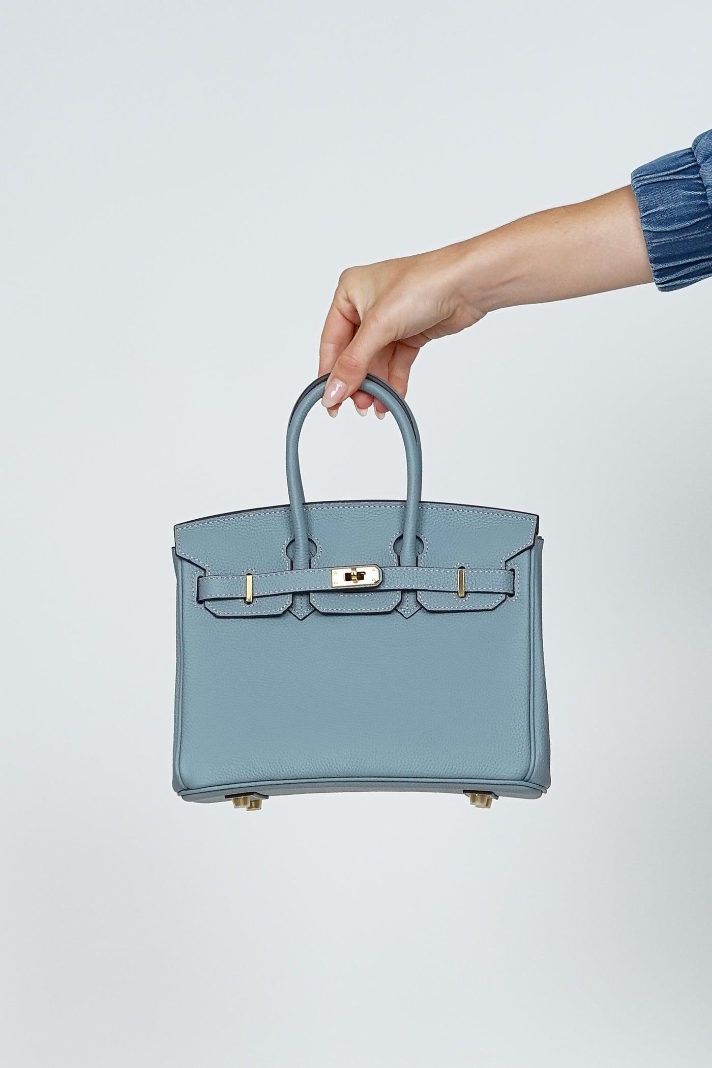 B25cm Togo Leather Bag Pale Blue