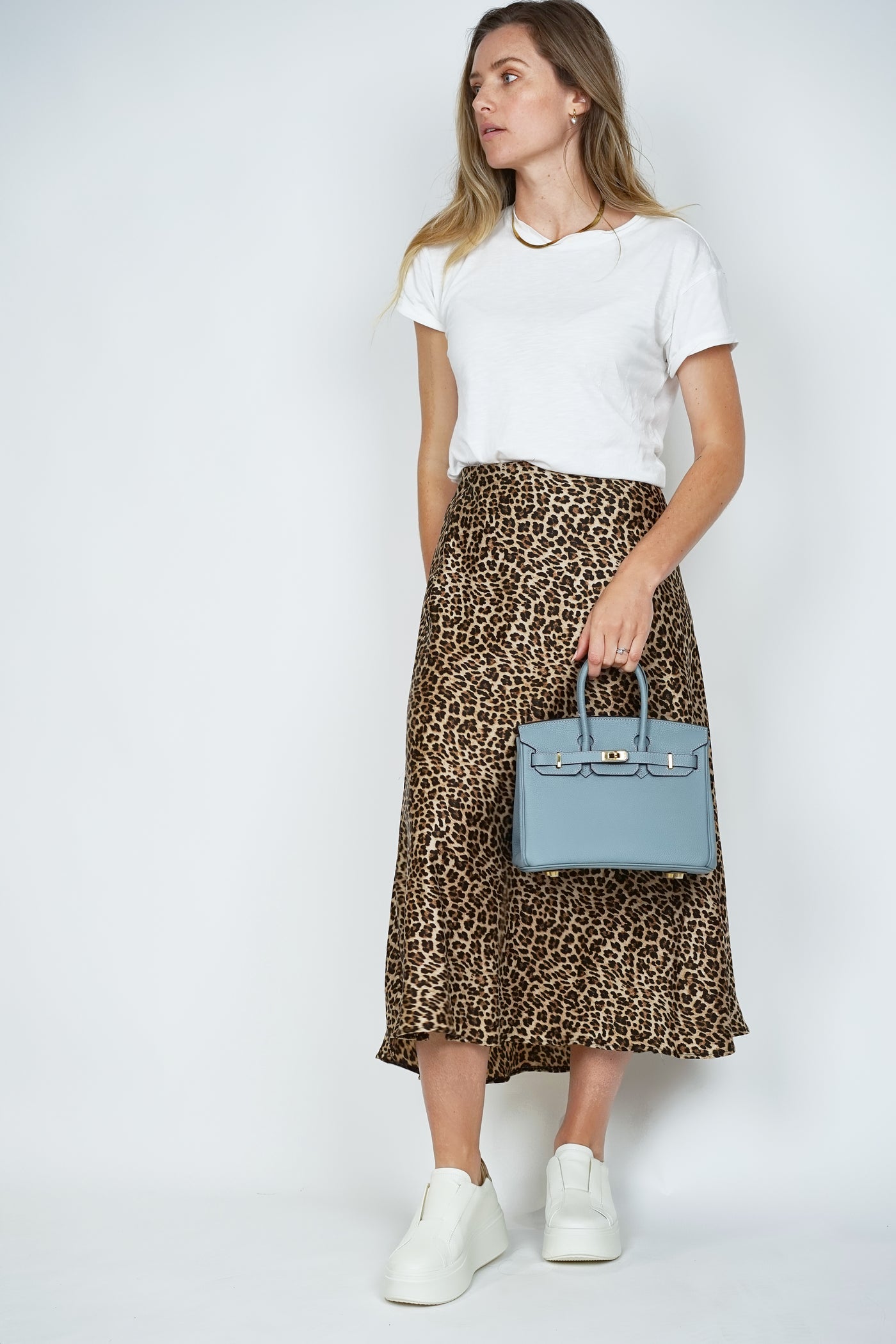 B25cm Togo Leather Bag Pale Blue