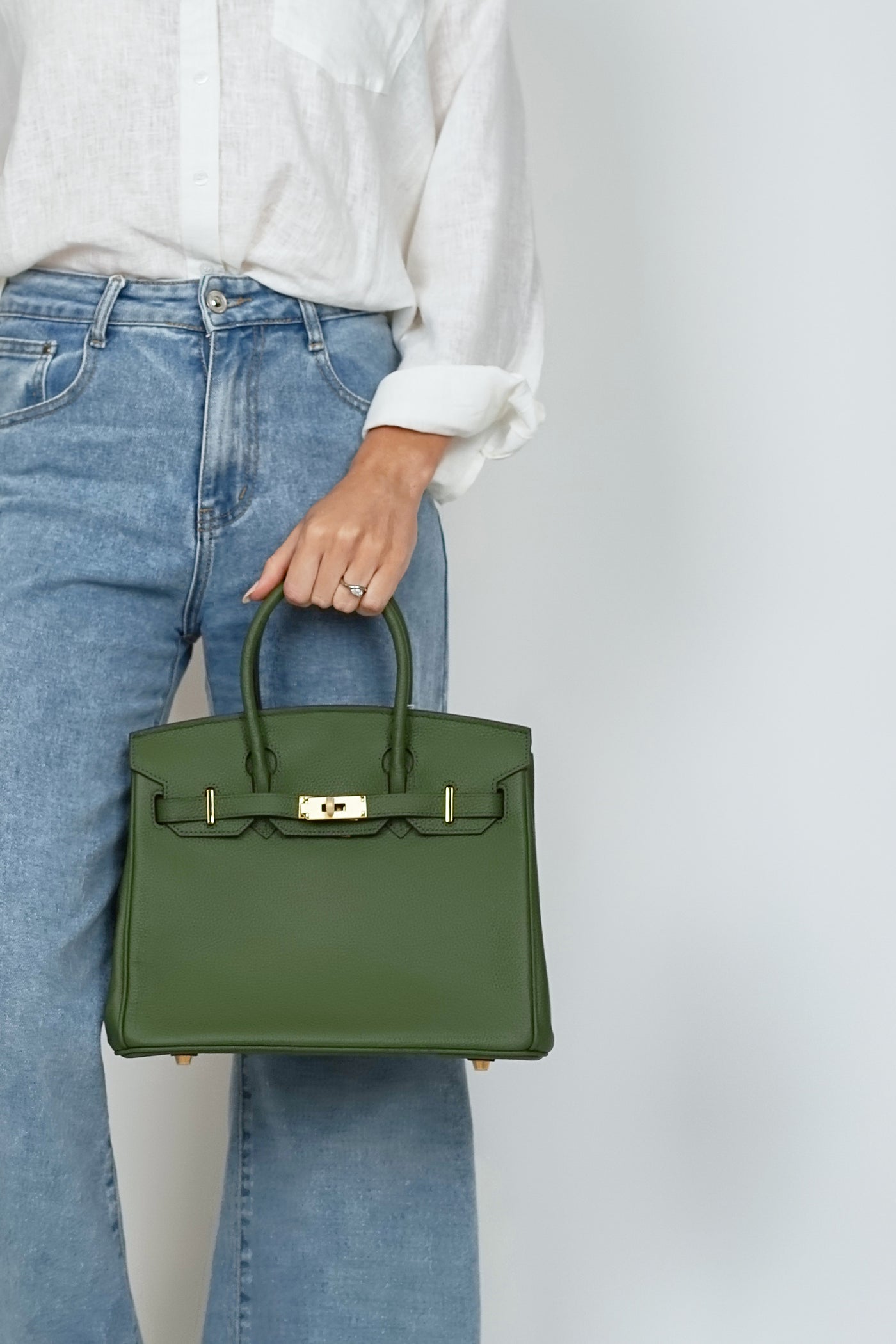 B30cm Togo Leather Bag Forrest Green