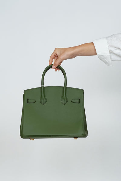 B30cm Togo Leather Bag Forrest Green