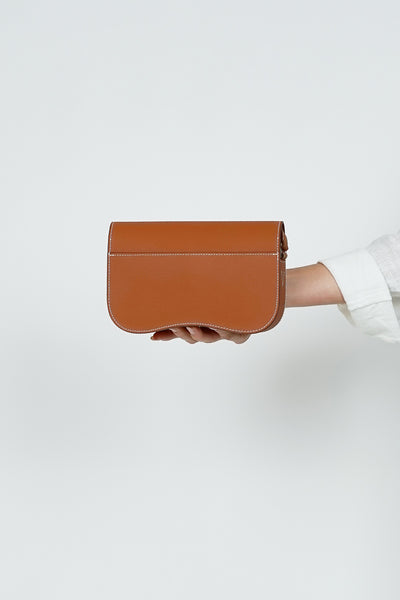 Leather Horse Bit Cross Body Bag Tan
