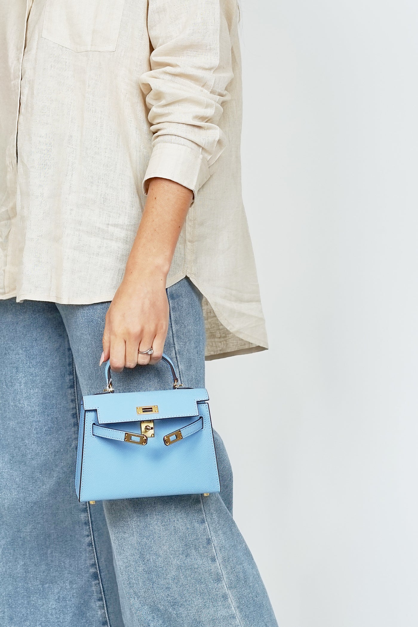 K19cm Kelly Bag Pale Blue