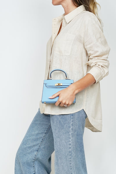 K19cm Kelly Bag Pale Blue