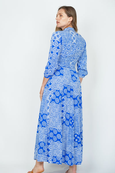 Goa Shirt Dress Patchwork Blue