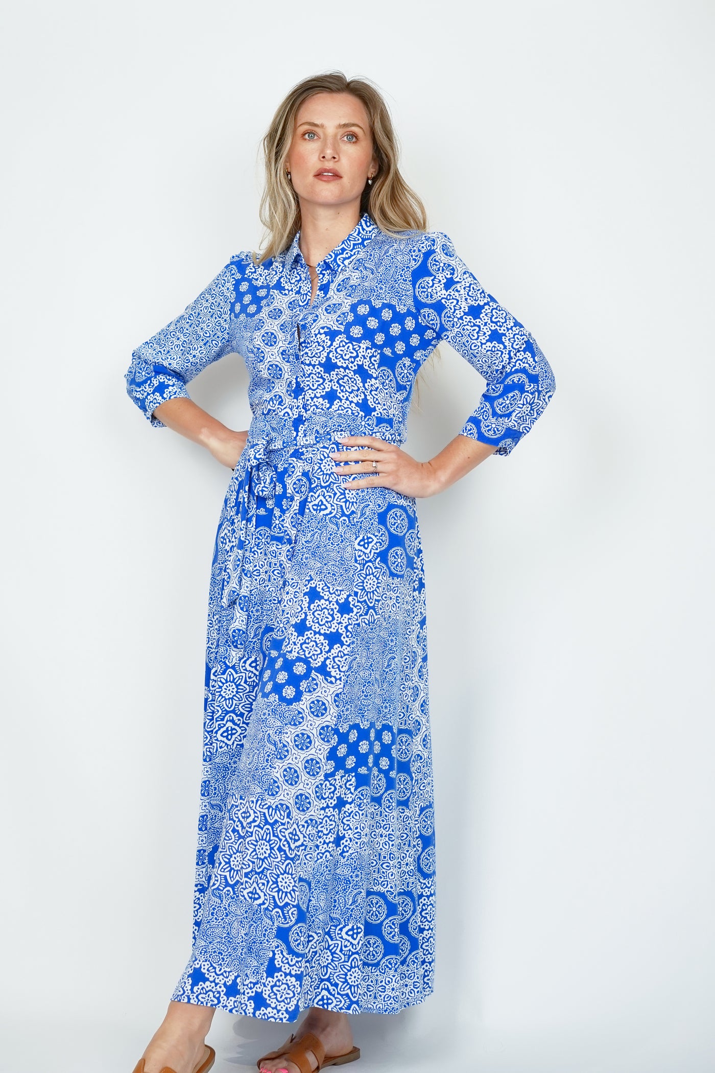 Goa Shirt Dress Patchwork Blue