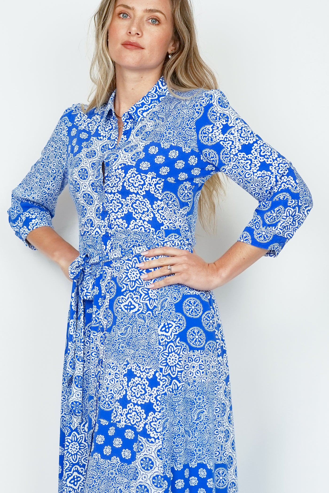 Goa Shirt Dress Patchwork Blue