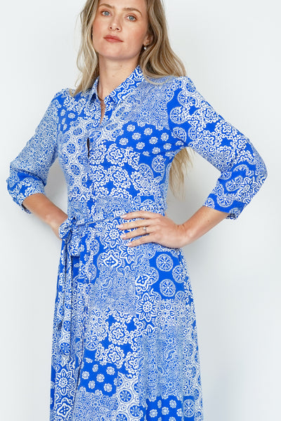 Goa Shirt Dress Patchwork Blue