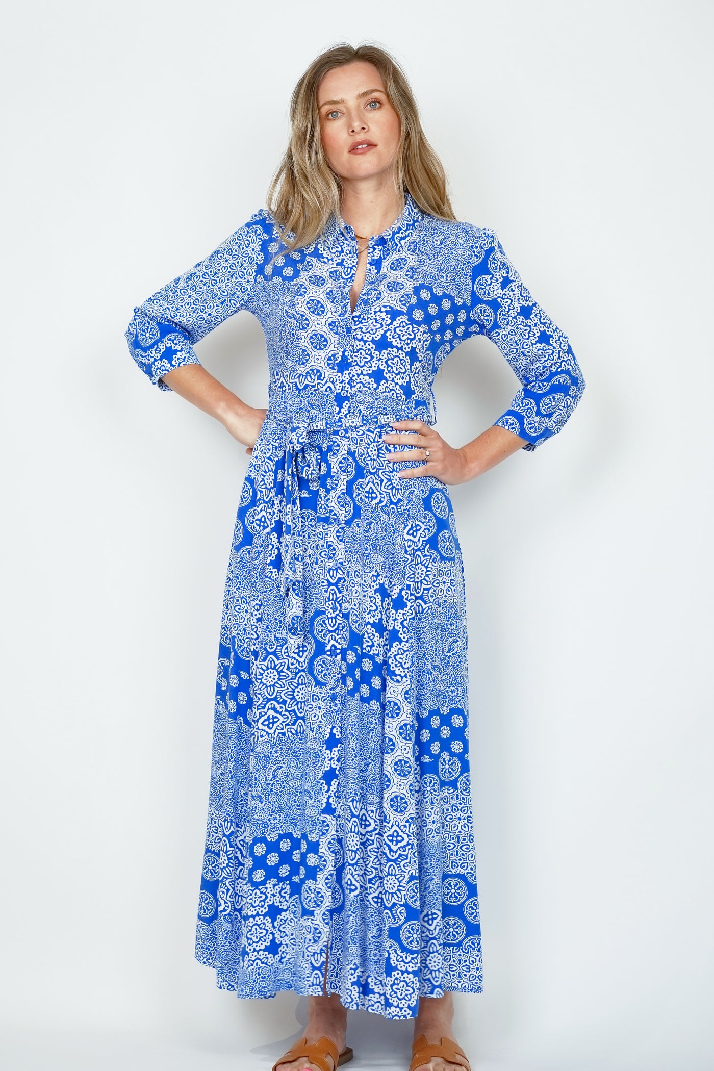 Goa Shirt Dress Patchwork Blue