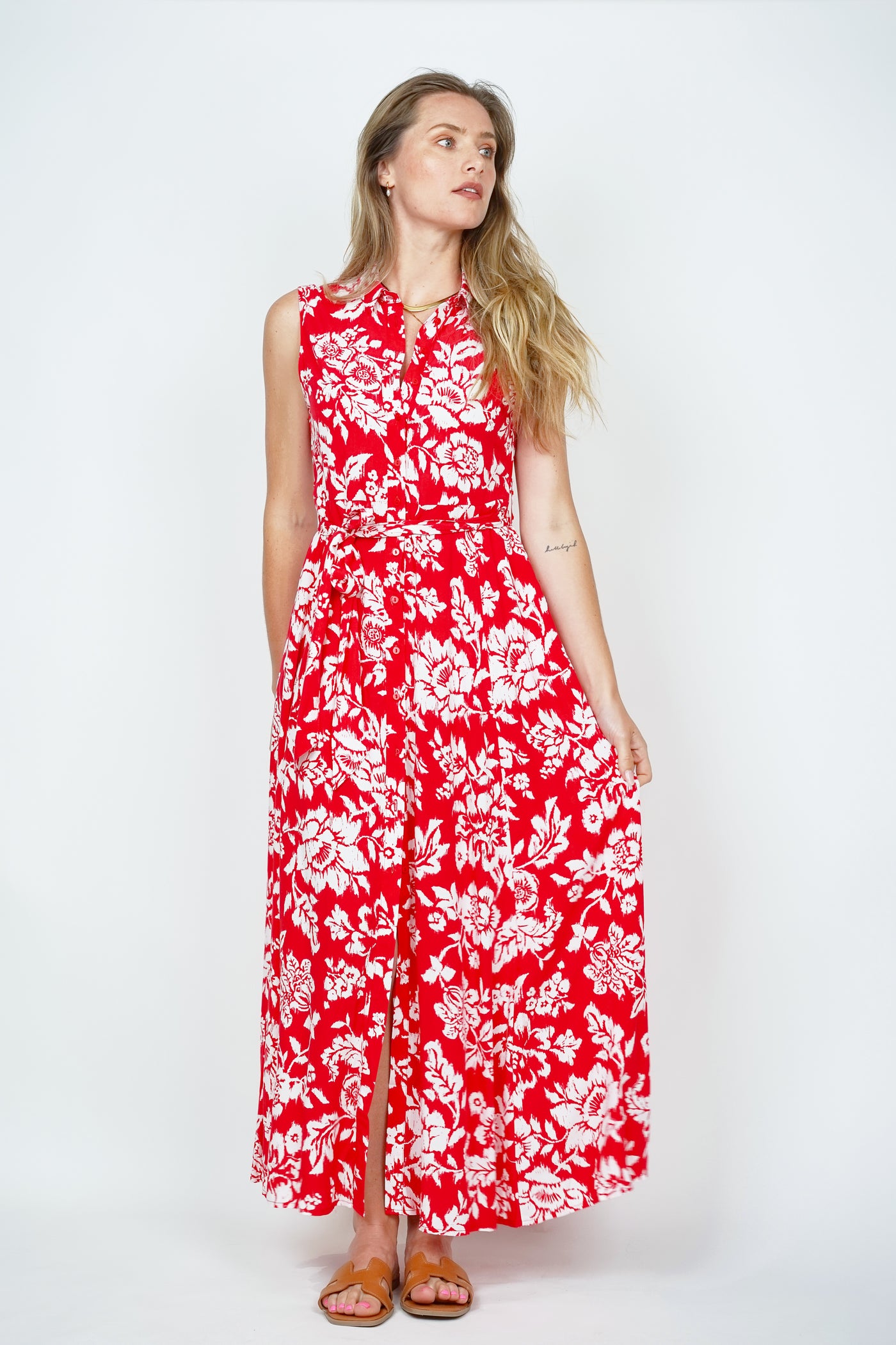 Goa Sleeveless Shirt Dress Fuchsia