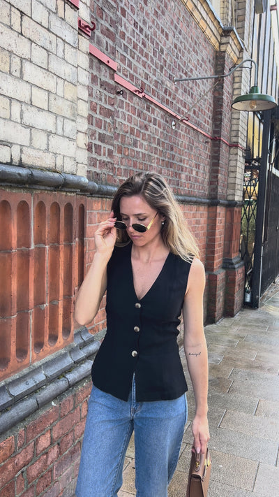 Tie Waist Waistcoat Black