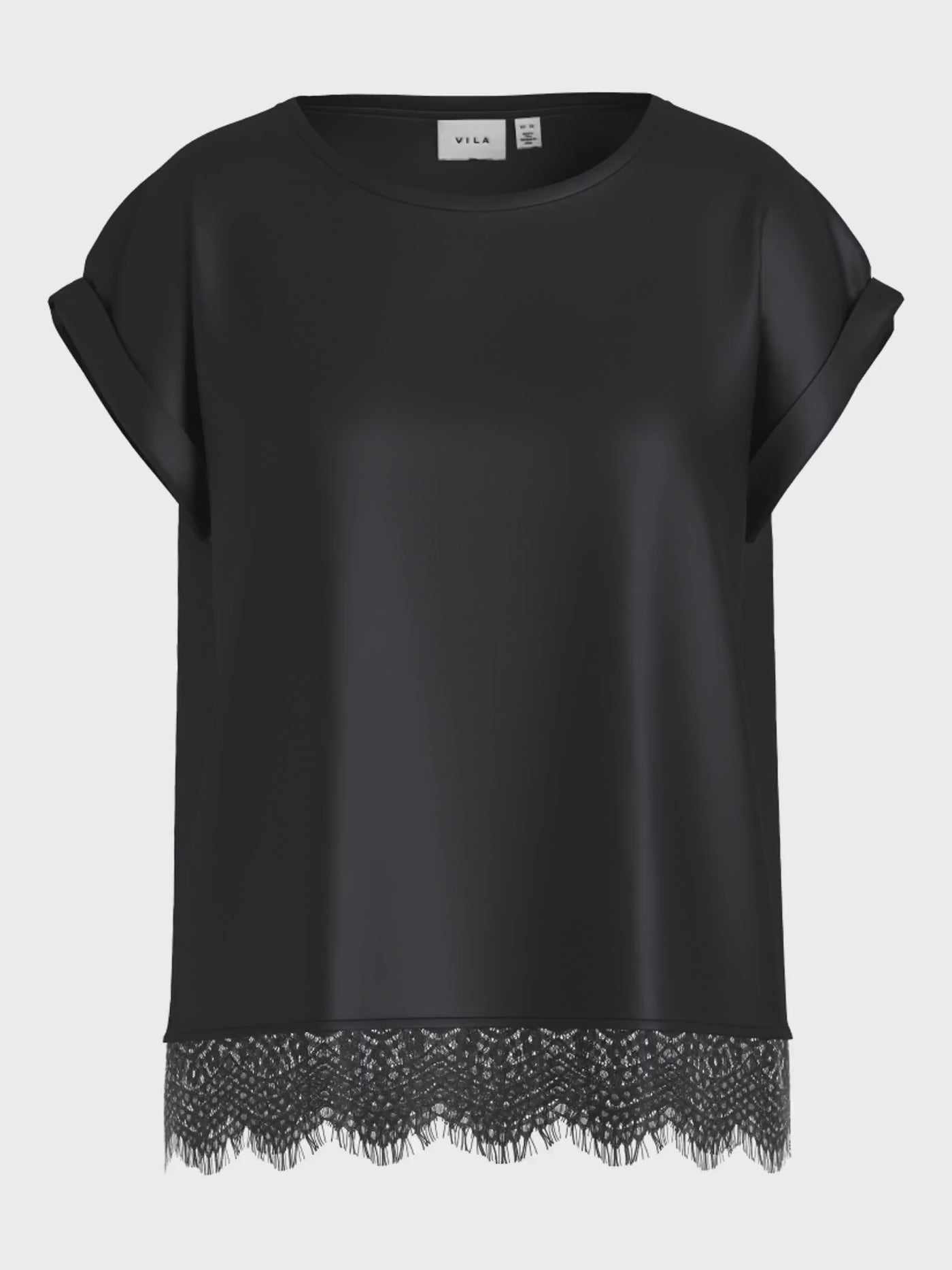 Lace Satin Tee Black