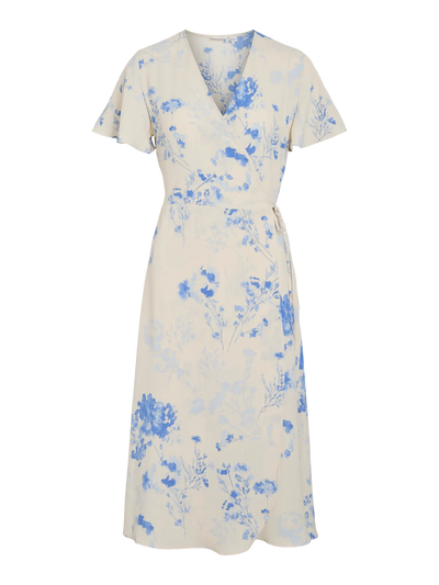 Linen Wrap Dress Floral